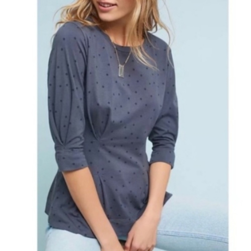 T.la Polka Dotted Peplum Top